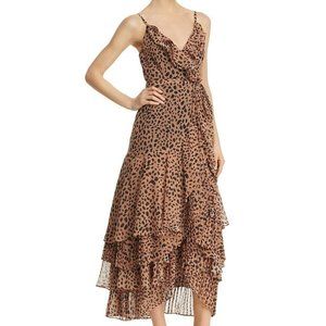 Fame and Partners Leopard Pleated Wrap Dress - 0